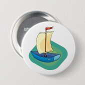 Badge Rond 7,6 Cm Bright Cartoon Boat with Sail Fun Nautical (Devant & derrière)