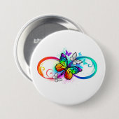 Badge Rond 7,6 Cm Bright infinity with rainbow butterfly (Devant & derrière)