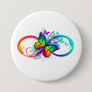 Badge Rond 7,6 Cm Bright infinity with rainbow butterfly