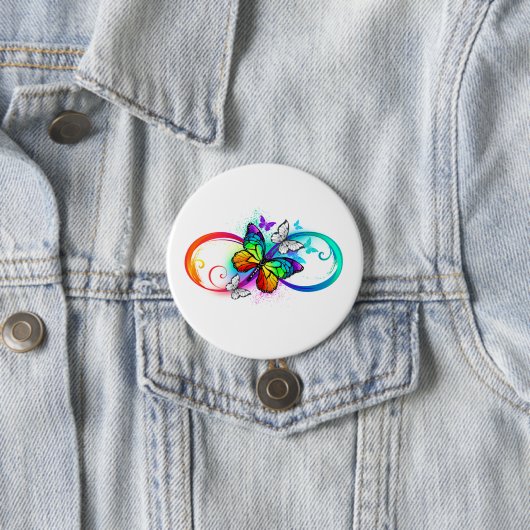 Badge Rond 7,6 Cm Bright infinity with rainbow butterfly (En situation)