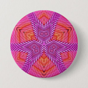 Badge Rond 7,6 Cm BRILLANT ! ~ Blanc rose orange et rouge ~ Bouton