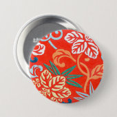 Badge Rond 7,6 Cm Brocade japonaise - rouge et blanc (Devant & derrière)
