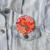 Badge Rond 7,6 Cm Brocade japonaise - rouge et blanc (En situation)