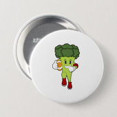 Badge Rond 7,6 Cm Brocoli dans le football (Devant & derrière)