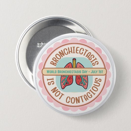 BADGE ROND 7,6 CM BRONCHIECTASIS AWARENESS (Devant & derrière)