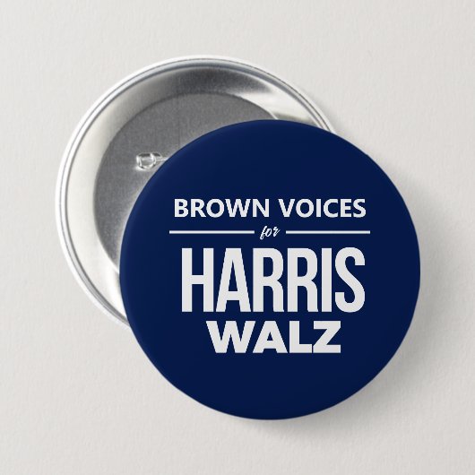 Badge Rond 7,6 Cm Brown Voices pour Harris Walz (Devant & derrière)