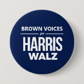 Badge Rond 7,6 Cm Brown Voices pour Harris Walz (Devant)
