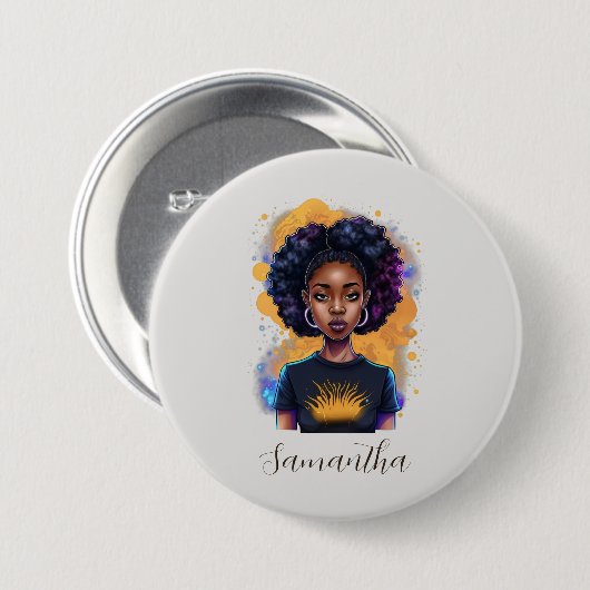 Badge Rond 7,6 Cm Brûler une femme africaine (Devant & derrière)