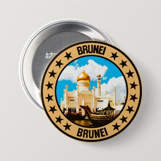 Badge Rond 7,6 Cm Brunei (Devant & derrière)