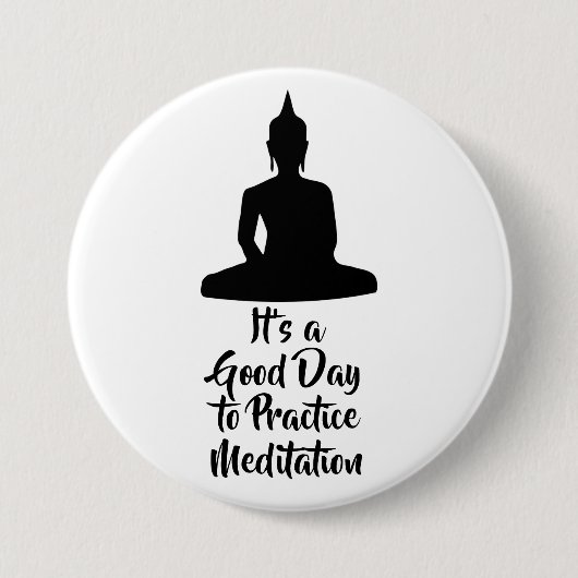 Badge Rond 7,6 Cm Buddha Mindfulness Meditation Motivation (Devant)