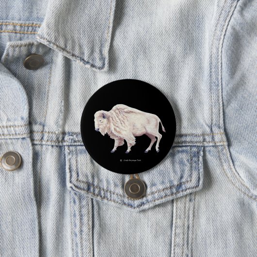 Badge Rond 7,6 Cm Buffalo blanc (En situation)