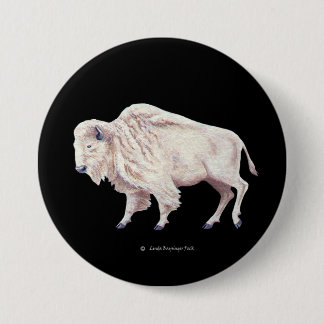 Badge Rond 7,6 Cm Buffalo blanc