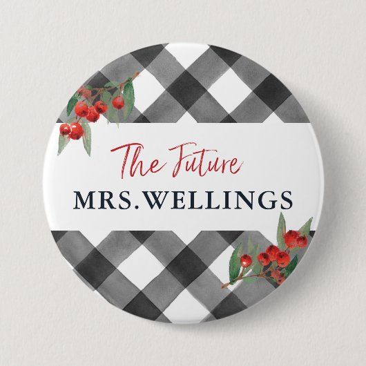 Badge Rond 7,6 Cm Buffalo Check Black & White Bride to Be Future Mme (Devant)
