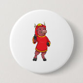 Badge Rond 7,6 Cm Bull en tant que pompier avec casque (Devant)