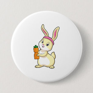 Badge Rond 7,6 Cm Bunny at fitness with Drinking bottle
