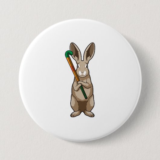 Badge Rond 7,6 Cm Bunny at Hockey (Devant)