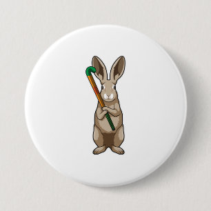 Badge Rond 7,6 Cm Bunny at Hockey