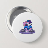 Badge Rond 7,6 Cm Bunny comme musicien avec mixeur (Devant & derrière)
