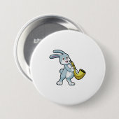 Badge Rond 7,6 Cm Bunny en musique avec saxophone (Devant & derrière)