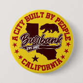 Badge Rond 7,6 Cm Burbank, Californie (Devant)