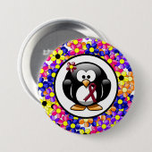Badge Rond 7,6 Cm Burgundy Sensibilisation Ruban Penguin (Devant & derrière)