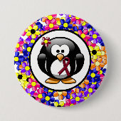 Badge Rond 7,6 Cm Burgundy Sensibilisation Ruban Penguin (Devant)