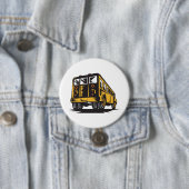 Badge Rond 7,6 Cm Bus scolaire Retro Vintage Jaune (En situation)