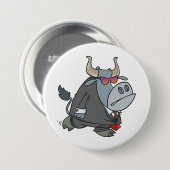 Badge Rond 7,6 Cm Business Bull cool en costume avec lunettes de sol (Devant & derrière)