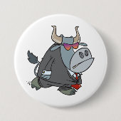 Badge Rond 7,6 Cm Business Bull cool en costume avec lunettes de sol (Devant)