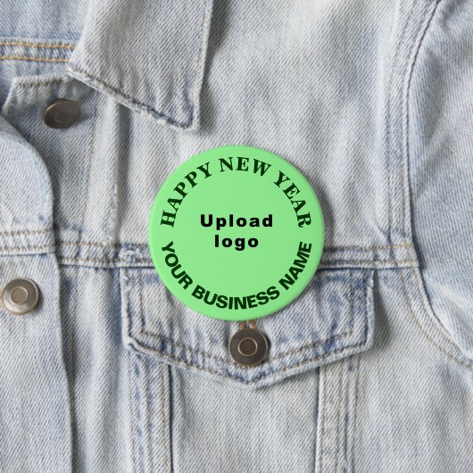 Badge Rond 7,6 Cm Business Nouvel An Salutation sur le vert clair ro (En situation)
