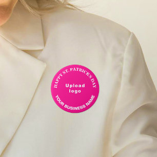Badge Rond 7,6 Cm Business Saint Patrick Salutation sur Pink Round