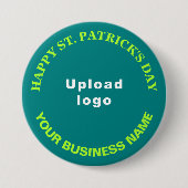 Badge Rond 7,6 Cm Business St Patrick Salutation sur Turquoise Green (Devant)