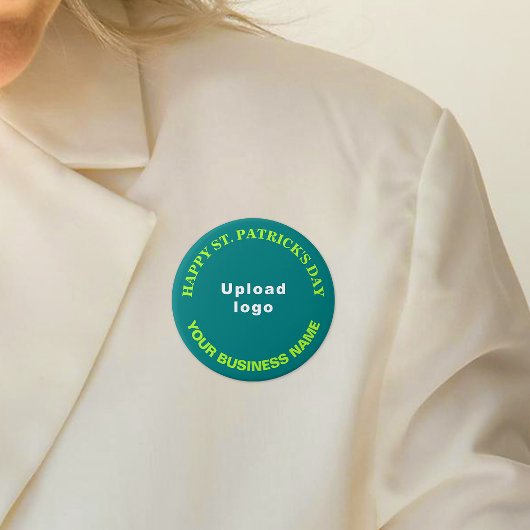 Badge Rond 7,6 Cm Business St Patrick Salutation sur Turquoise Green