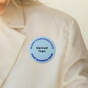 Badge Rond 7,6 Cm Business Valentine Salutation sur bleu clair ronde