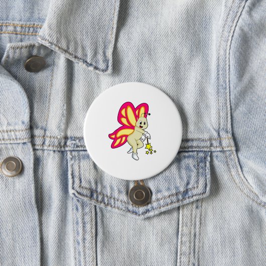 Badge Rond 7,6 Cm Butterfly as Wizard with Magic Mur (En situation)