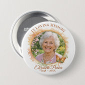 Badge Rond 7,6 Cm Butterfly In Loving Memory Memorial Button Pin (Devant & derrière)