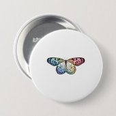 Badge Rond 7,6 Cm Butterfly Rainbow (Devant & derrière)