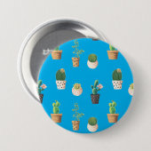 Badge Rond 7,6 Cm Cactus Succulents de Dessert Vert dans les pots (Devant & derrière)