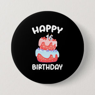 Badge Rond 7,6 Cm Cadeau d'anniversaire Joyeux 16ème anniversaire