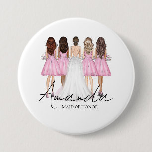 Badge Rond 7,6 Cm Cadeau Personnalisé de Demoiselle d'Honneur avec N