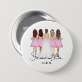 Badge Rond 7,6 Cm Cadeau personnalisé de mariée avec nom personnalis (Devant & derrière)