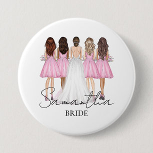 Badge Rond 7,6 Cm Cadeau personnalisé de mariée avec nom personnalis
