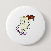 Badge Rond 7,6 Cm Café en patinage avec skateboard (Devant)