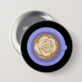 Badge Rond 7,6 Cm Café Fleur de Rose (Devant & derrière)