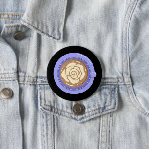 Badge Rond 7,6 Cm Café Fleur de Rose