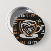 Badge Rond 7,6 Cm Café Mocca Cappucino Esspreso Café'Latte (Devant & derrière)