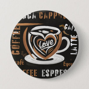 Badge Rond 7,6 Cm Café Mocca Cappucino Esspreso Café'Latte