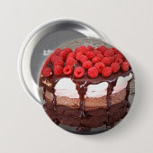 Badge Rond 7,6 Cm Cake Raspberry Chocolate Strawberry Vanilla (Devant & derrière)