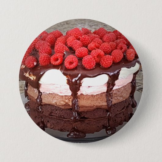 Badge Rond 7,6 Cm Cake Raspberry Chocolate Strawberry Vanilla (Devant)