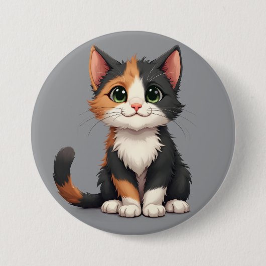 Badge Rond 7,6 Cm Calico Kitten Whimsical avec attitude (Devant)